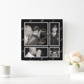 写真コラージュ4のモダン家族の装飾 スクエア壁時計 (ホーム)