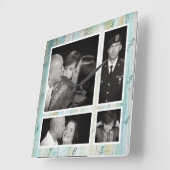 写真コラージュ4の流木の海のビーチ スクエア壁時計 (傾斜)