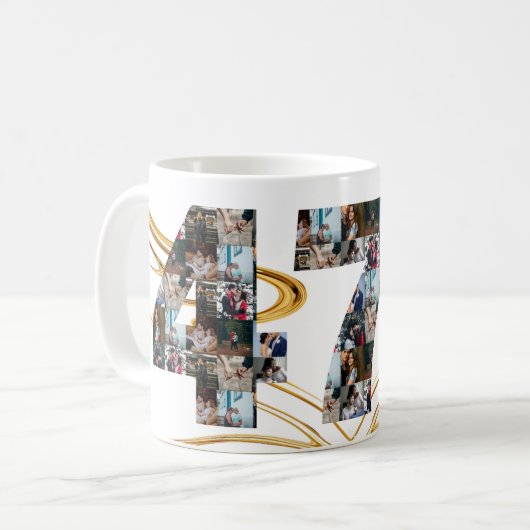 写真コラージュ47年のアニバーサリーギフト コーヒーマグカップ (正面左)