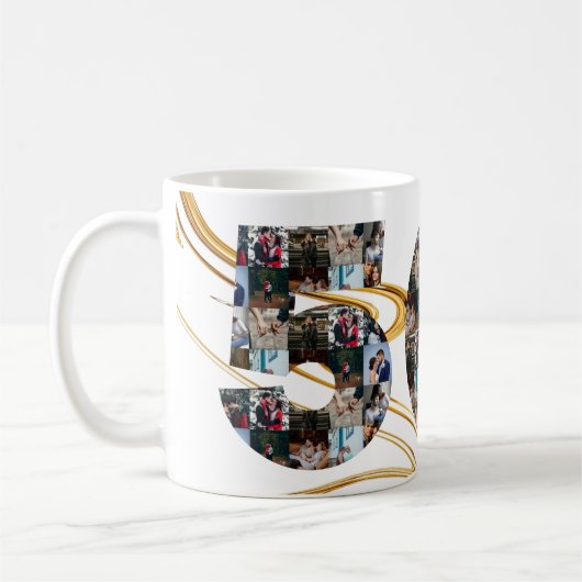 写真コラージュ50周年ギフト年ごと コーヒーマグカップ (左)