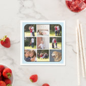 写真コラージュ9枚の写真、赤ちゃん縁どブルー スタンダードカクテルナプキン (インサイチュ)