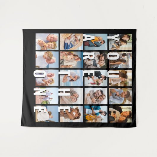 写真コラージュ あなたは特別な人 20枚の写真背景 タペストリー (正面(横))