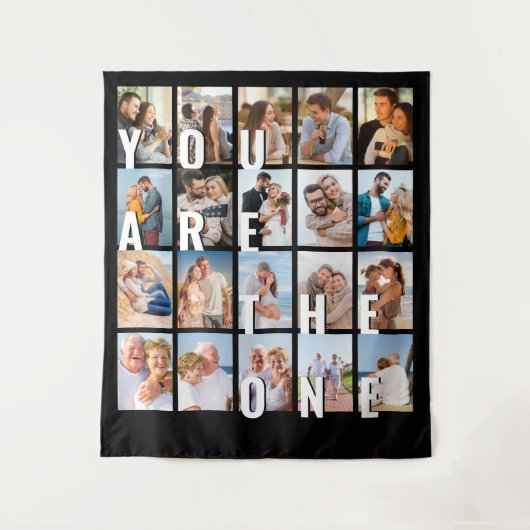 写真コラージュ あなたは特別な人 20枚の写真背景 タペストリー (正面)