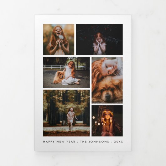 写真コラージュ オーダーメイド 年賀状ニュースレター 三つ折りクリスマスカード (カバー)