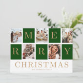 写真コラージュ クリスマス ファミリー ゴールド ホリデー カード (スタンド正面)