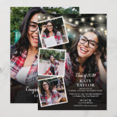 写真コラージュ ストリングライト 卒業パーティー 招待状 (正面/裏面)