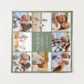 写真コラージュ・セガーリーージ・グリーンモダンマザーズデー タペストリー (正面(横))