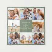 写真コラージュ・セガーリーージ・グリーンモダンマザーズデー タペストリー (正面)