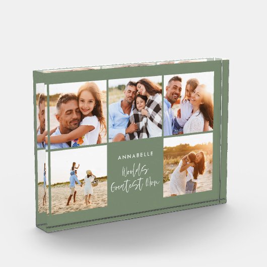 写真コラージュ・セガーリーージ・グリーンモダンマザーズデー フォトブロック (左)