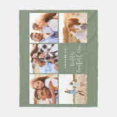 写真コラージュ・セガーリーージ・グリーンモダンマザーズデー フリースブランケット (正面)