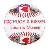 写真コラージュ ティックタックトー ハグ キス 父の日 野球ボール (正面)