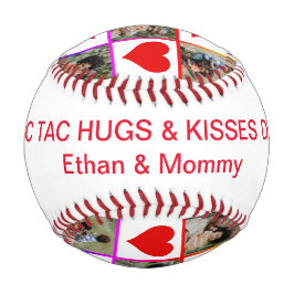 写真コラージュ ティックタックトー ハグ キス 父の日 野球ボール