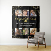 写真コラージュ ブラック ゴールド 卒業式 背景 タペストリー (インサイチュ)