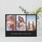 写真コラージュ ブラック モダン ウェディング レセプション 招待状 (スタンド正面)