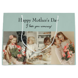 写真コラージュ&メッセージ – ギフパーソナライズされたト | ラージペーパーバッグ