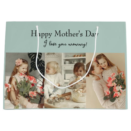 写真コラージュ&メッセージ – ギフパーソナライズされたト | ラージペーパーバッグ (正面)