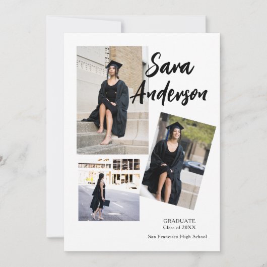 写真コラージュ 卒業発表カード 招待状 (正面)