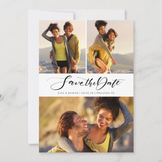 写真コラージュ 手書きスクリプト セーブザデート (正面)