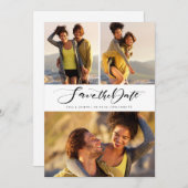 写真コラージュ 手書きスクリプト セーブザデート (正面/裏面)