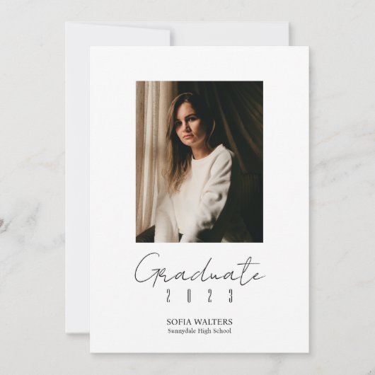 写真コラージュ 現代の卒業スクリプト クラスのお知らせ 案内状 (正面)