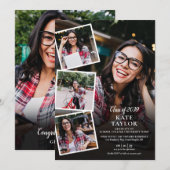 写真コラージュ 現代の卒業パーティーQRコード 招待状 (正面/裏面)