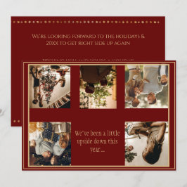 写真コラージュ 逆さまのクリスマス Xmas ホリデー シーズンカード
