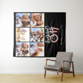 写真コラージュ 黒とピンク 40歳にして最高に素敵な人 タペストリー (インサイチュ(横))