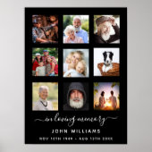 写真コラージュ 黒 記念 葬儀 ポスター (正面)