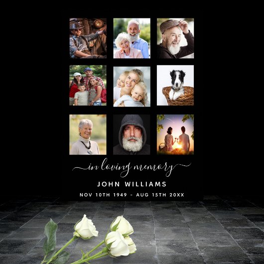 写真コラージュ 黒 記念 追悼式 ポスター