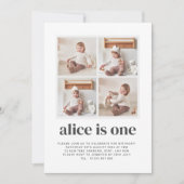 写真コラージュ 1歳の女の子の誕生日招待状 招待状 (正面)