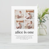 写真コラージュ 1歳の女の子の誕生日招待状 招待状 (スタンド正面)