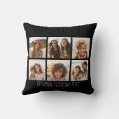 写真コラージュ – 6枚の写真の黒い背景 クッション (裏面)