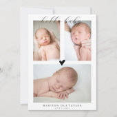 写真コラージュHelloベビー誕生発表カード 招待状 (正面)