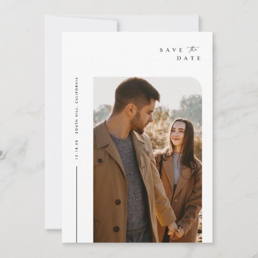 写真コンテンポラリーのウェディングの日付を保存 招待状 (正面)