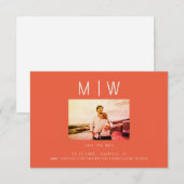 写真コンテンポラリータンジェリン結婚式の日付を保存 サンキューカード (正面/裏面)