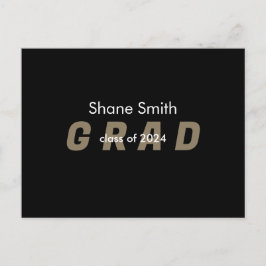 写真コンテンポラリーブラック卒業発表 ポストカード