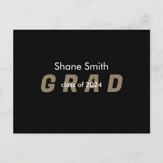 写真コンテンポラリーブラック卒業発表 ポストカード (正面)
