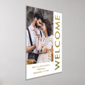 写真コンテンポラリー回転文字歓迎結婚の 箔ポスター (レイダウン)