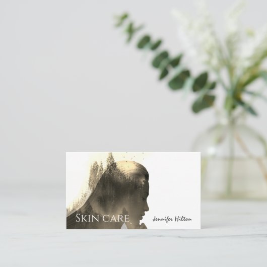 写真コンテンポラリー混成の森の美しい女の子 名刺 (スタンド正面)