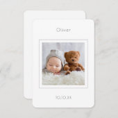 写真コンテンポラリー男の赤ちゃん誕生発表 案内状 (正面/裏面)