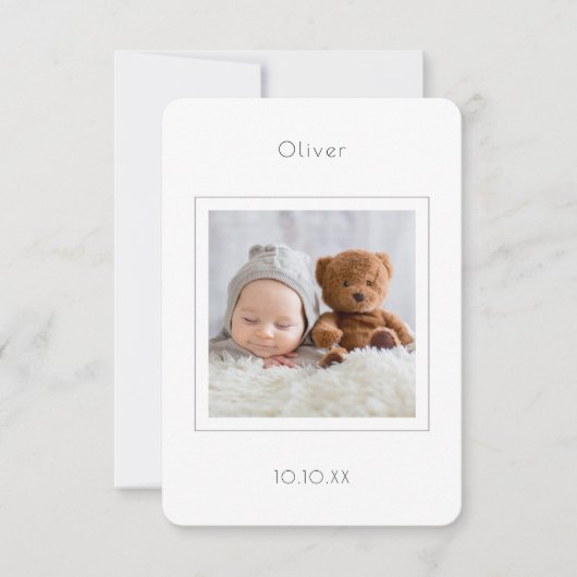 写真コンテンポラリー男の赤ちゃん誕生発表 案内状 (正面)