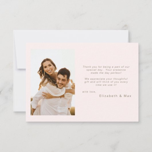 写真コンテンポラリー赤面結婚の感謝 サンキューカード (裏面)