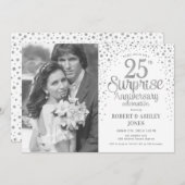 写真サプライズ 25周年記念 - ホワイトシルバー 招待状 (正面/裏面)
