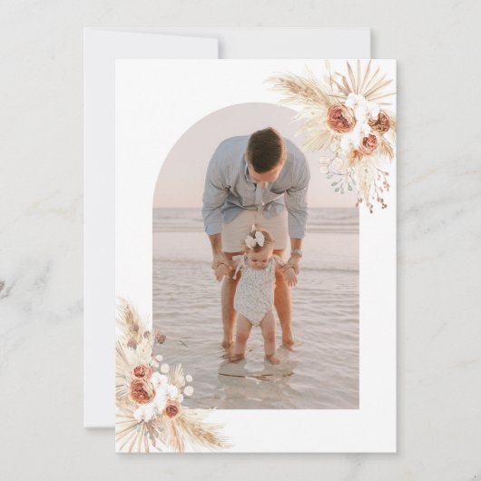 写真サンキューカード保保誕生日ありがとう 招待状 (正面)