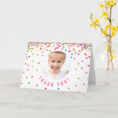 写真サンキューカード |ミント金ゴールド誕生日紙吹雪 カード (黄色い花)