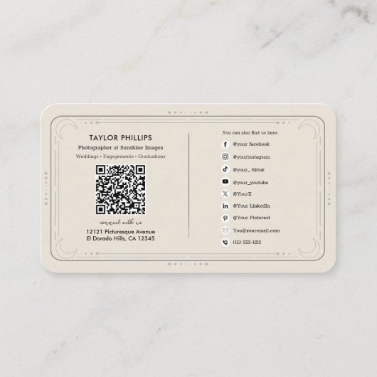写真サンタロット写真家ソーシャルメディアQR 名刺 (裏面)