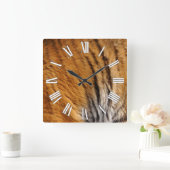 写真サンプルされたトラのストライプ大きな猫野生生物 スクエア壁時計 (ホーム)