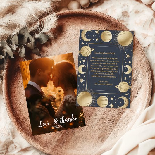 写真シナ金ゴールド三日月結婚月 サンキューカード