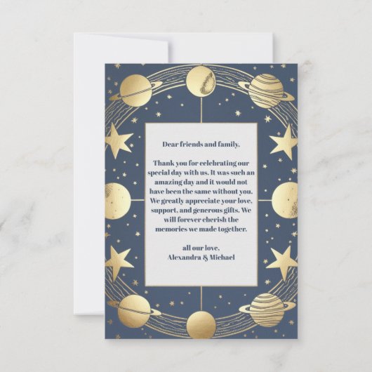 写真シナ金ゴールド三日月結婚月 サンキューカード (裏面)