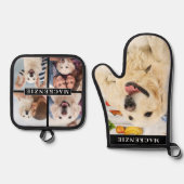 写真シンプルのコラージュと写真の名前 鍋つかみ&鍋敷きセット (正面)